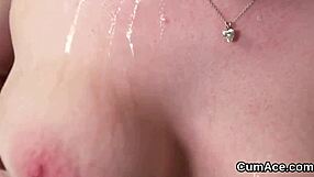 Naughty bombshell sucks jizz facial in extreme pov blowbang cumswap