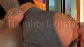 he fucks the prostitute hard in the bedroom before workout with her leggings wedged deep in her big ass pussy lips dripping wet