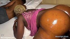 Horny ebony bbw housewife cheats on sleeping husband with rough big black cock on christmas bed