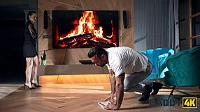 Hey, that horny teen with pigtails cheats on her boyfriend with daddy in the bedroom using toys