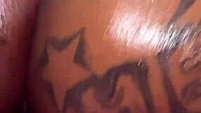 Ebony babe deepthroats big black cock during sweaty workout ride
