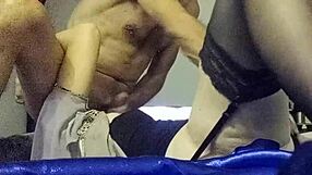 french slut in satin red dress gets doggystyle ass licked then fucked