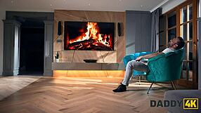 Hey, that horny teen with pigtails cheats on her boyfriend with daddy in the bedroom using toys