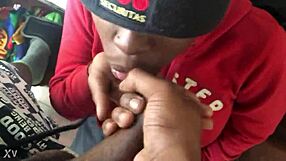 damn this ebony babe sucks black cock so deep craving that cum