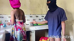 house help petite ebony maid caught cooking. i ride her tight ass in kitchen secretly