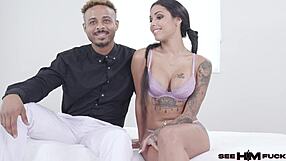 hey arnez your ripped body shines oiled up while camila cortez sucks your monster cock