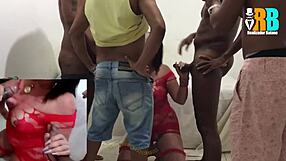 brazilian housewife slut takes bbc gangbang while cuck husband films creampie double