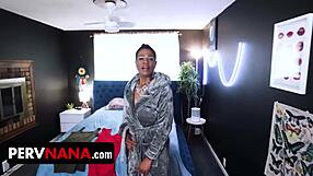 black gilf spreads legs for young guy to eat her sweet pussy