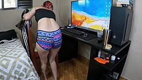 StepMom Caught Rubbing Pussy in My Room Leads to Wild Fuck