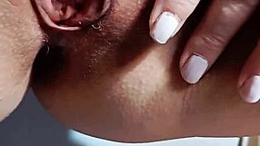 mature wife gaping her shaved pink pussy close up