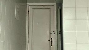 a sexy guy slips into the bathroom at the beach pulls down his black shorts and carefully shaves his smooth body