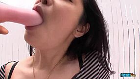 big ass asian deepthroats throbbing cock atop skyscraper building