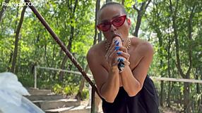 Blonde Cougar Rams Big Vibrator in Shaved Cunt Till Red Wet