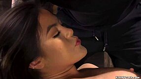 Busty Petite Asian Beauty Bound Choked Gagged Fucked Rough in BDSM Suspension