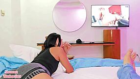 My Cute Latina Friend Rides My Cock Cowgirl After Watching Porn Creampie