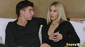 miss naughty shows off skills with housewife in kitchen