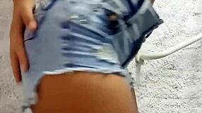 Teasing my huge clit and wet pussy lips outdoors for fans Briana Moon style