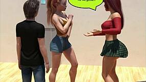 Giantess with huge tits dominates in size change comic sex