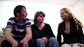 whoa real german milf with massive natural tits shocked into ffm threesome casting now