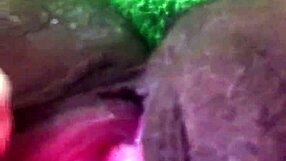fresh from shower i play with my fat hairy black pussy clit