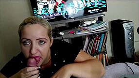 oh man... playin video games but this big ass blonde milf in miniskirt wants bareback sex now??