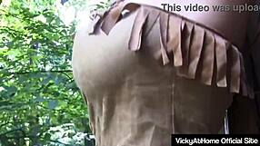 Vicky Vette Strips Panties in Cosplay Masturbation