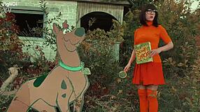 Velma solves Scooby mystery in cosplay outdoors!