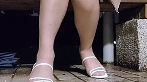 Tingxuan's Barefoot Heels Catch Hot Cum Blast