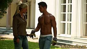 Fetish ho fucks outdoors hard with old guy handjob golden shower