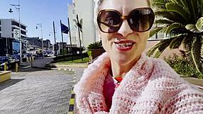 wanna see this cute white african blonde riding outdoors on beach with natural tits?