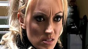 Fucking big tits brunette mom doggystyle in fishnets heels deepthroat gaping.