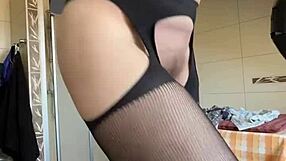 hairy milf hits fetish gym workout hard