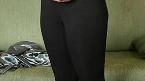 I adore Hazel Ash modeling shiny button down yoga leggings photoshoot