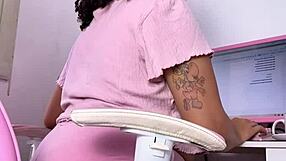 Curvy Ebony Babe Eats Works and Farts Her Huge Ass!