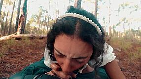 A teasing forest walk turns into wild outdoor sucking and rough play