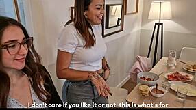 Shy innocent 18yo cutie learns proper dick sucking from skilled stepmom in first time double blowjob pov lesson