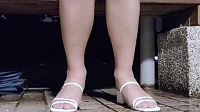 Tingxuan's Barefoot Heels Catch Hot Cum Blast