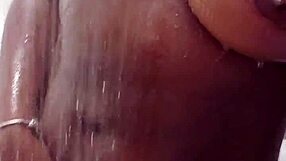 Hey you watching me shower? Amateur tits boobs ass bathing masturbation play turns wet steamy