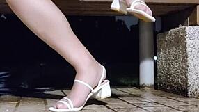 Tingxuan's Barefoot Heels Catch Hot Cum Blast