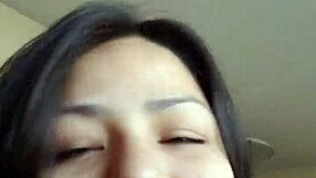 native american babe gags on huge cock before swallowing mouthful!