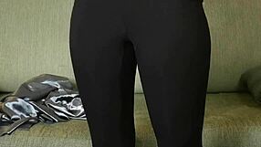 I adore Hazel Ash modeling shiny button down yoga leggings photoshoot