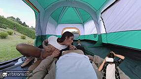 brazilian shemale teen bareback fucks crossdresser deep on camping trip