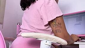 Curvy Ebony Babe Eats Works and Farts Her Huge Ass!