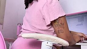 Curvy Ebony Babe Eats Works and Farts Her Huge Ass!