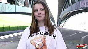 german skylar sweet gags on cock then takes first anal at berlin casting