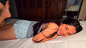 stepsister's skinny latina friend seduces me alone for homemade pov pussy pounding