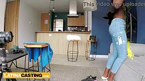 super tight ebony latina teen's ass stretched by huge cock in amateur casting