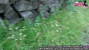 whoa, this cute german brunette teen does outdoor pov in the forest