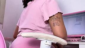 Curvy Ebony Babe Eats Works and Farts Her Huge Ass!