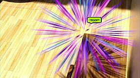 Giantess with huge tits dominates in size change comic sex